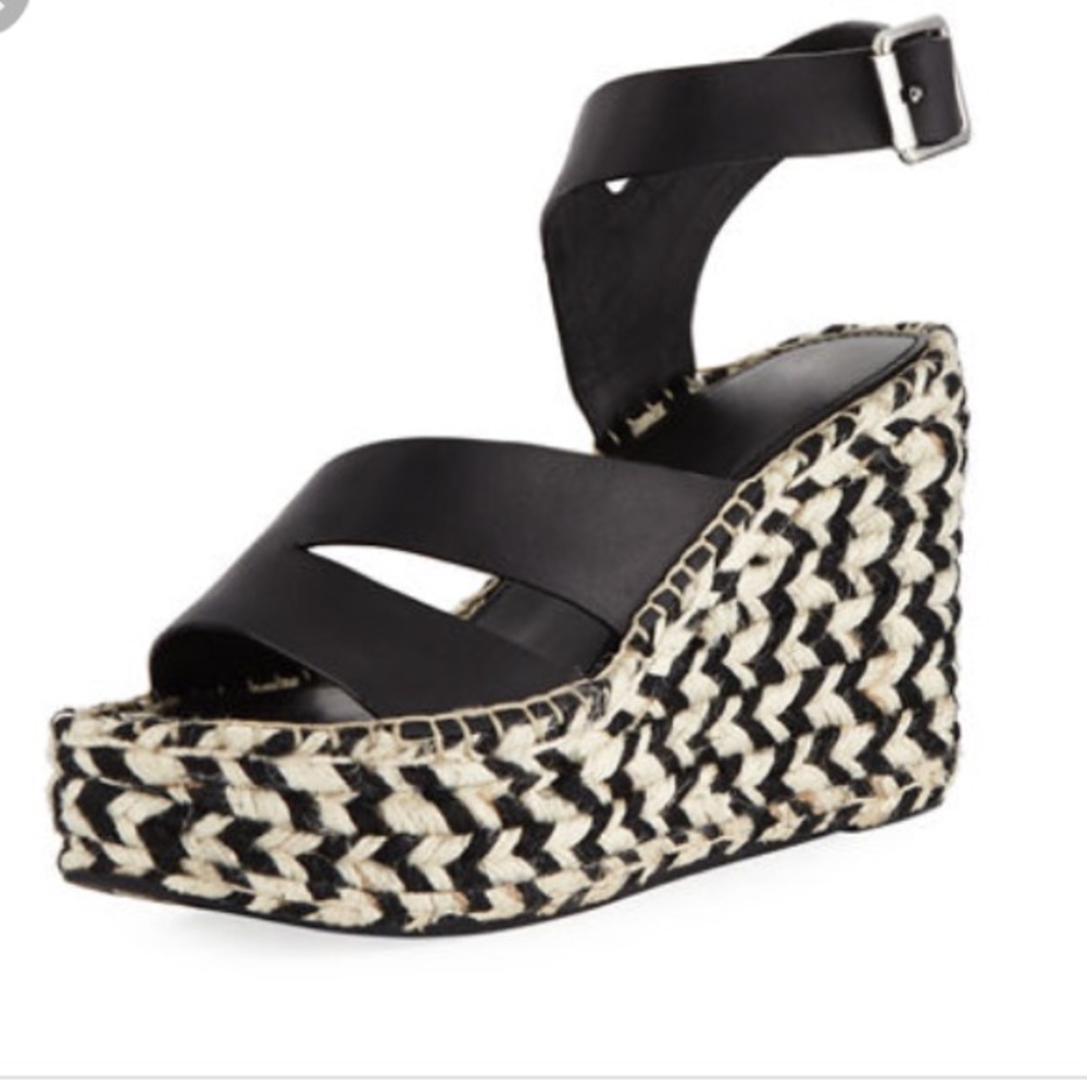 Sigerson Morrison Black & White Wedge Sandal 8.5M - Picture 1 of 16